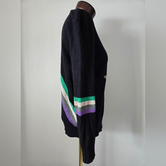 TED BAKER Throwback 70s Navy Wool Cashmere Metallic Shooting Star Sweater. 4-6 - Picture 5 of 14